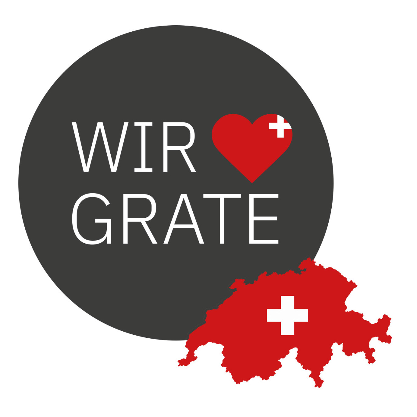 HEULE Grafik Wir lieben Grate mit Schweizer Umriss