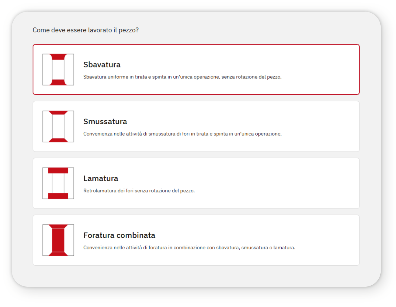 Panoramica delle procedure di lavorazione nel configuratore di utensili HEULE