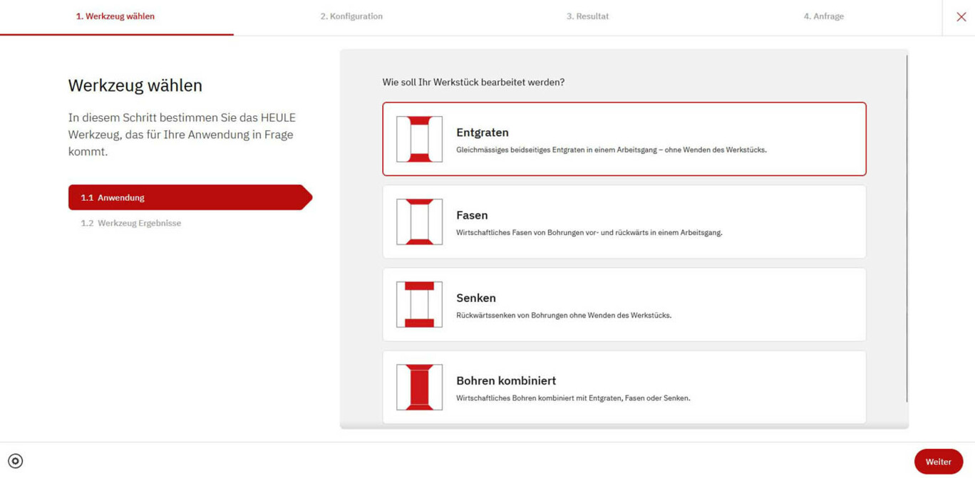 Startoberfläche Tool Selector
